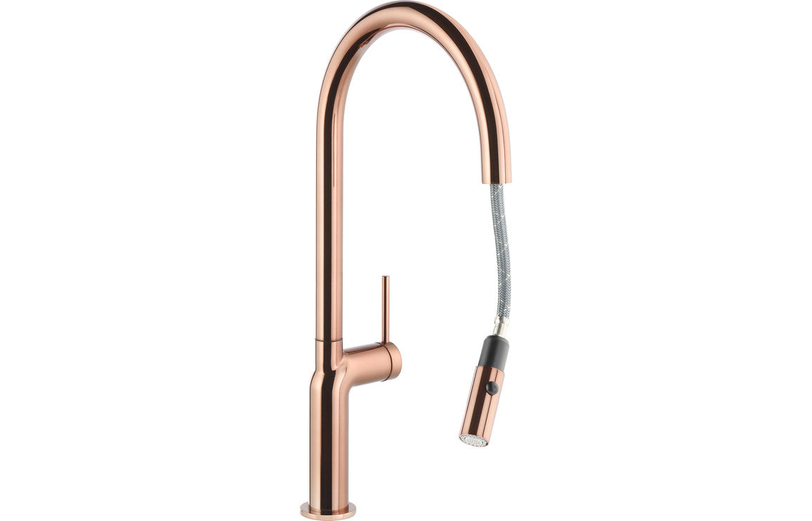 Abode Tubist Single Lever Mixer Tap w/Pull Out - Polished Copper