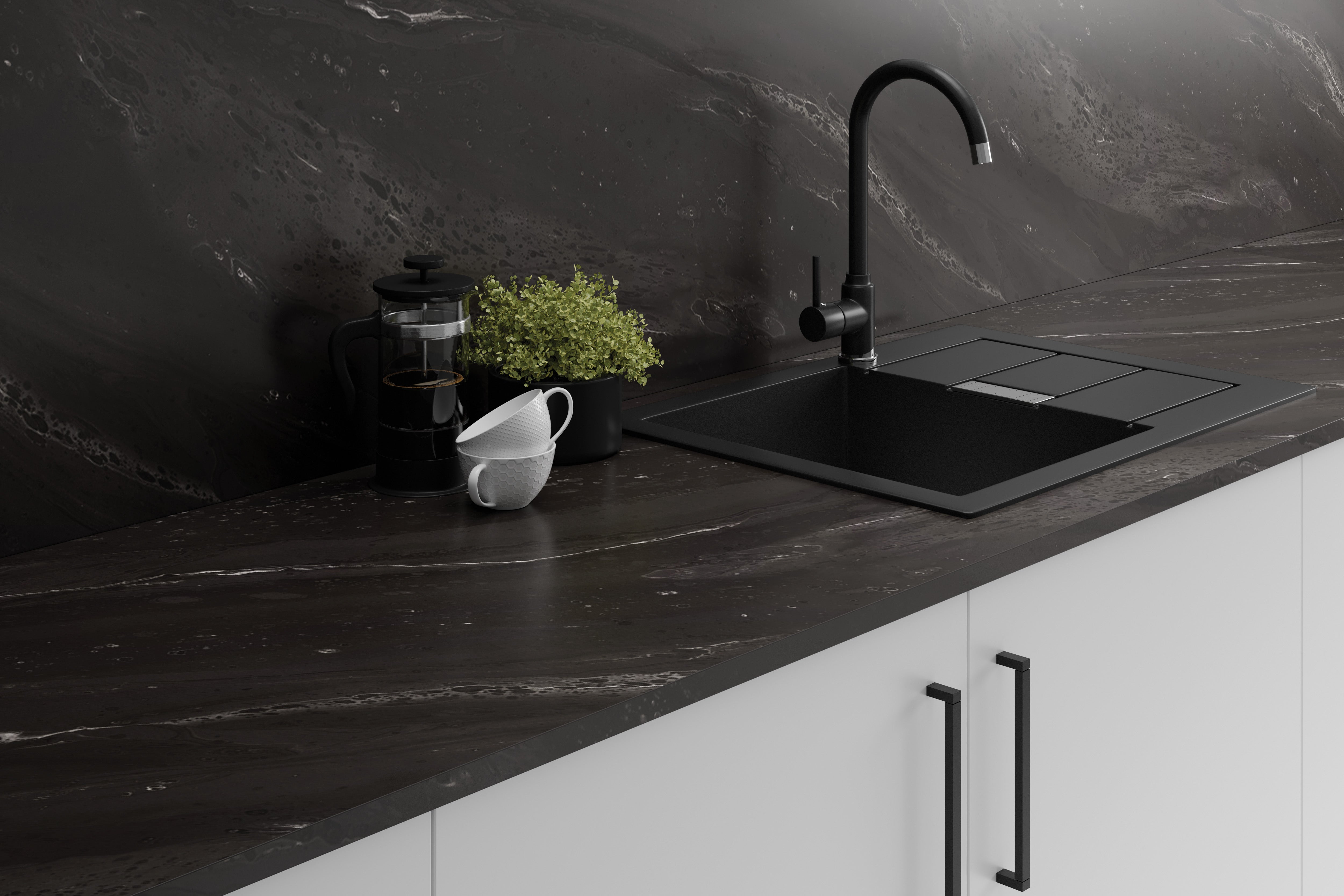 Formica Black Painted Marble Worktop