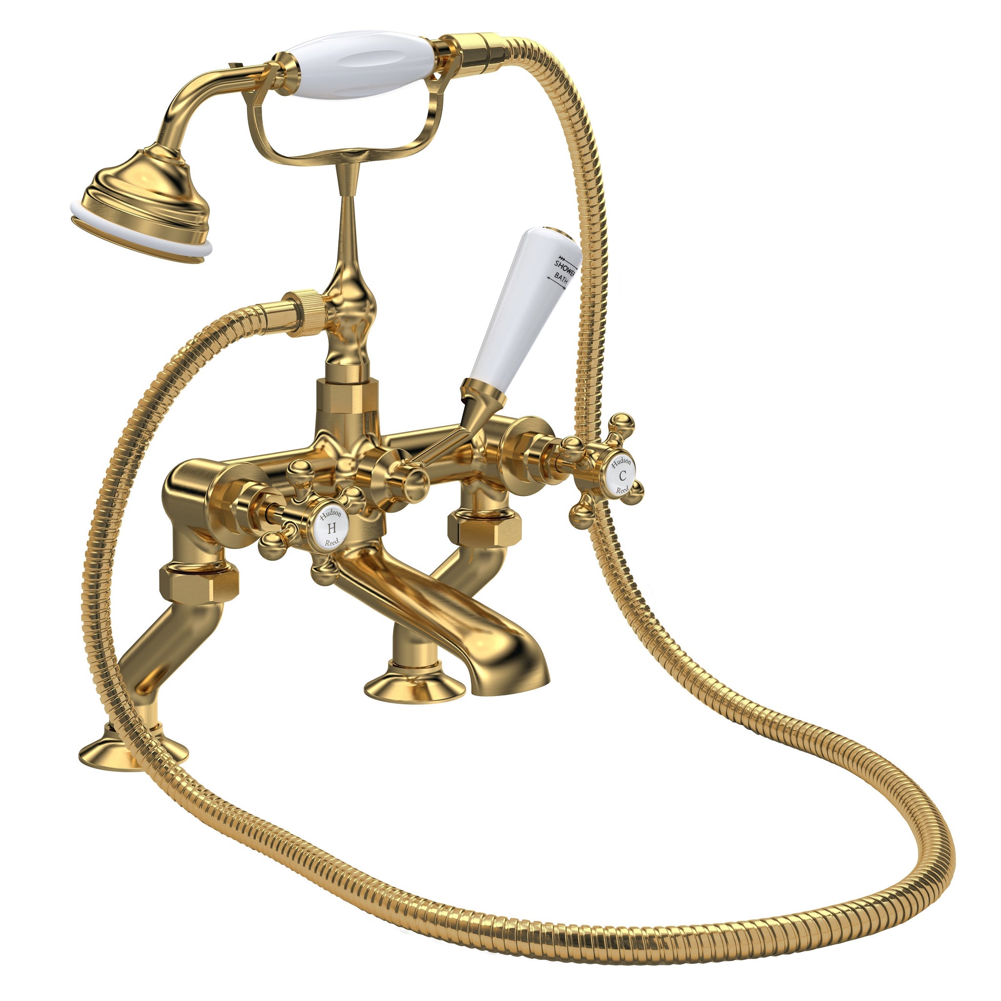 Hudson Reed Brass Topaz With Crosshead Deck Mounted Bath Shower Mixer