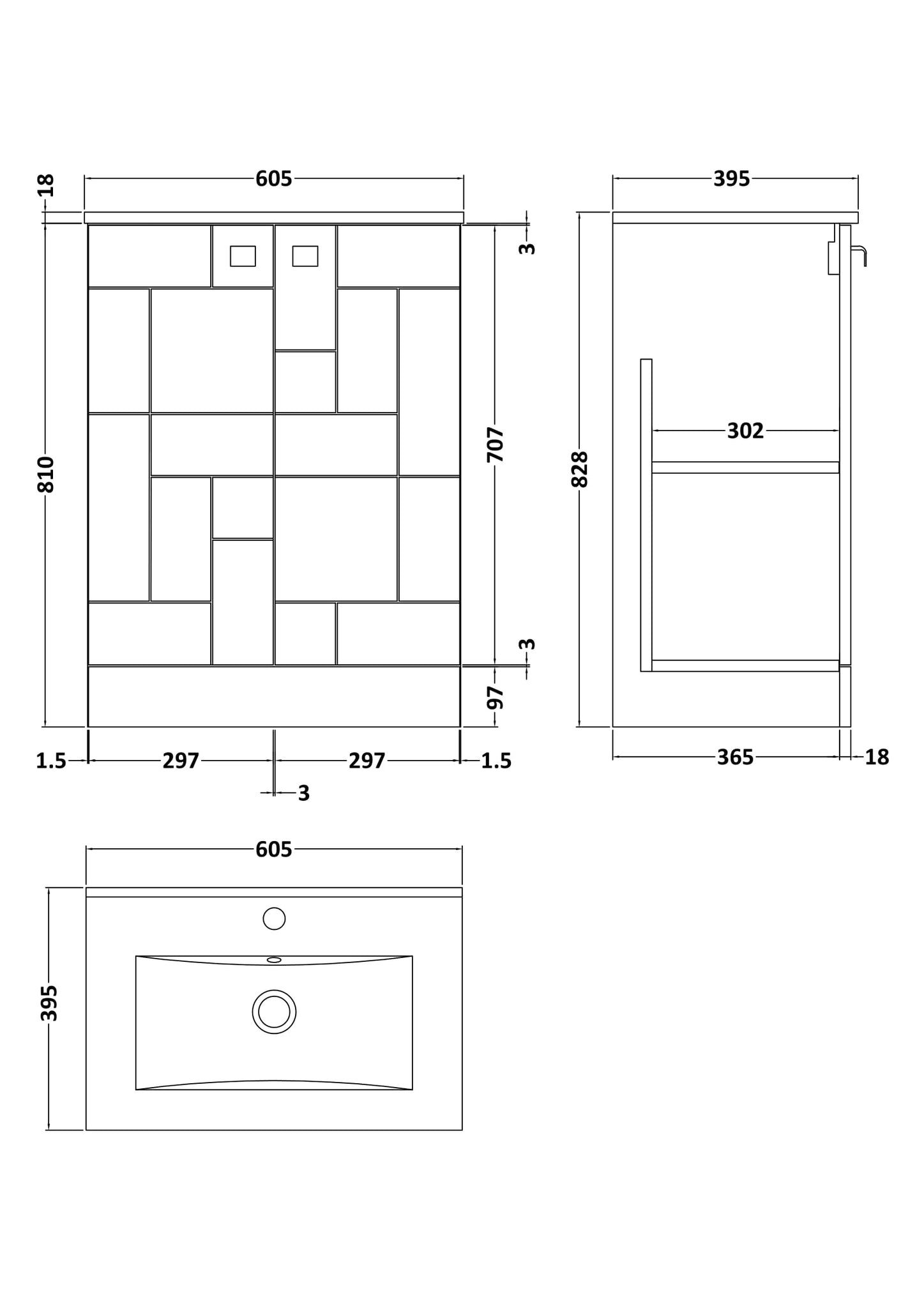 Blocks 600mm Floor Standing 2-Door Vanity Unit & Basin 2