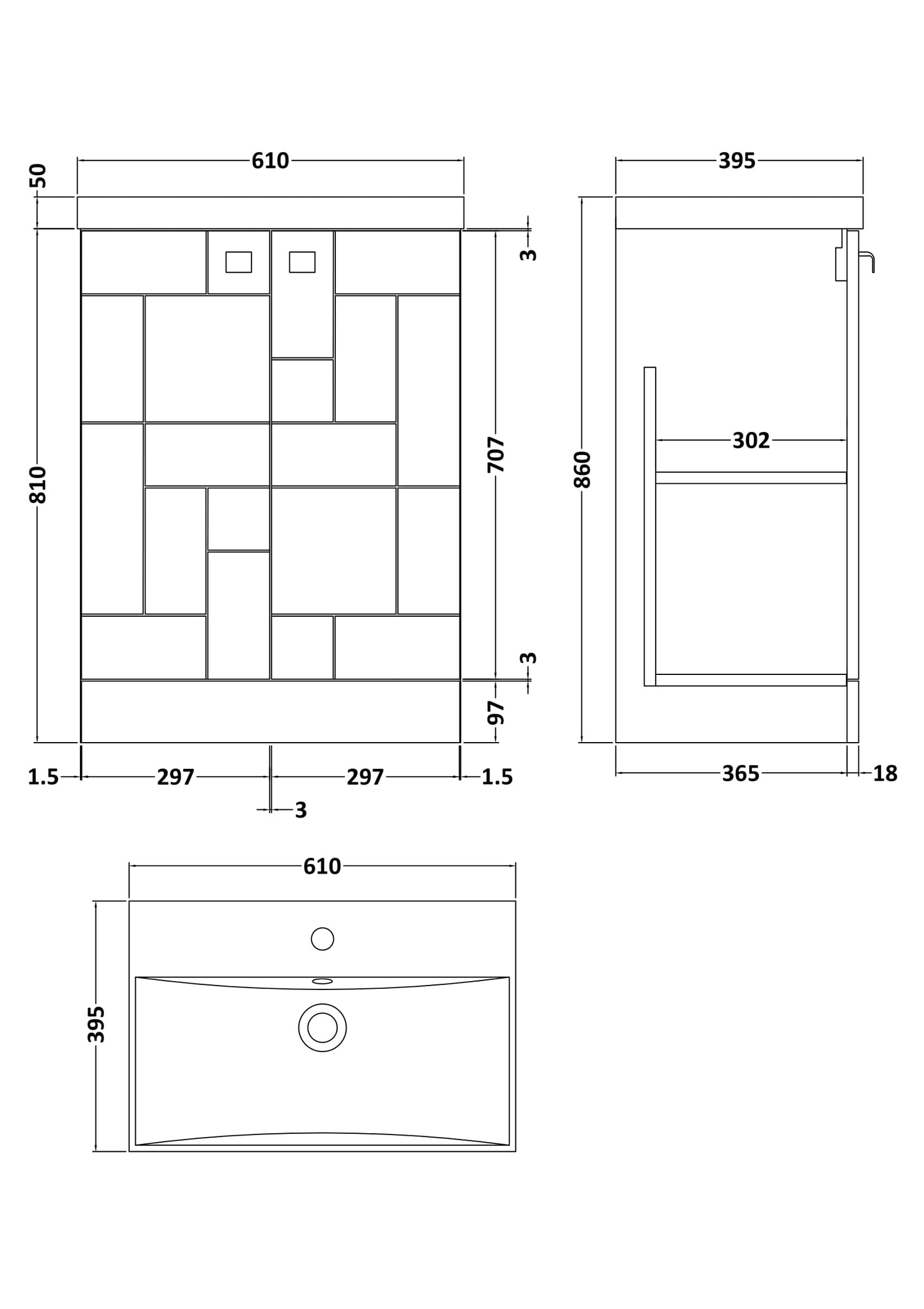 Blocks 600mm Floor Standing 2-Door Vanity Unit & Basin 3