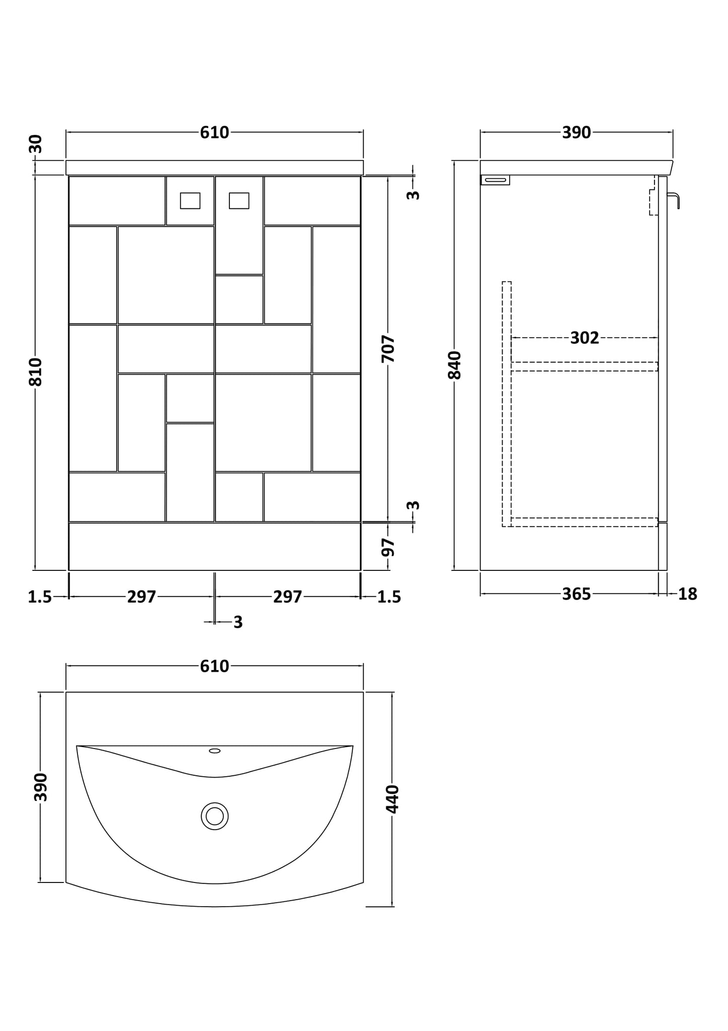 Blocks 600mm Floor Standing 2-Door Vanity Unit & Basin 4