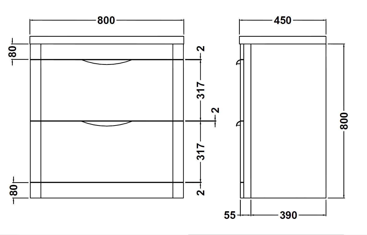 Parade 800mm Floor Standing 2-Drawer & Polymarble Basin