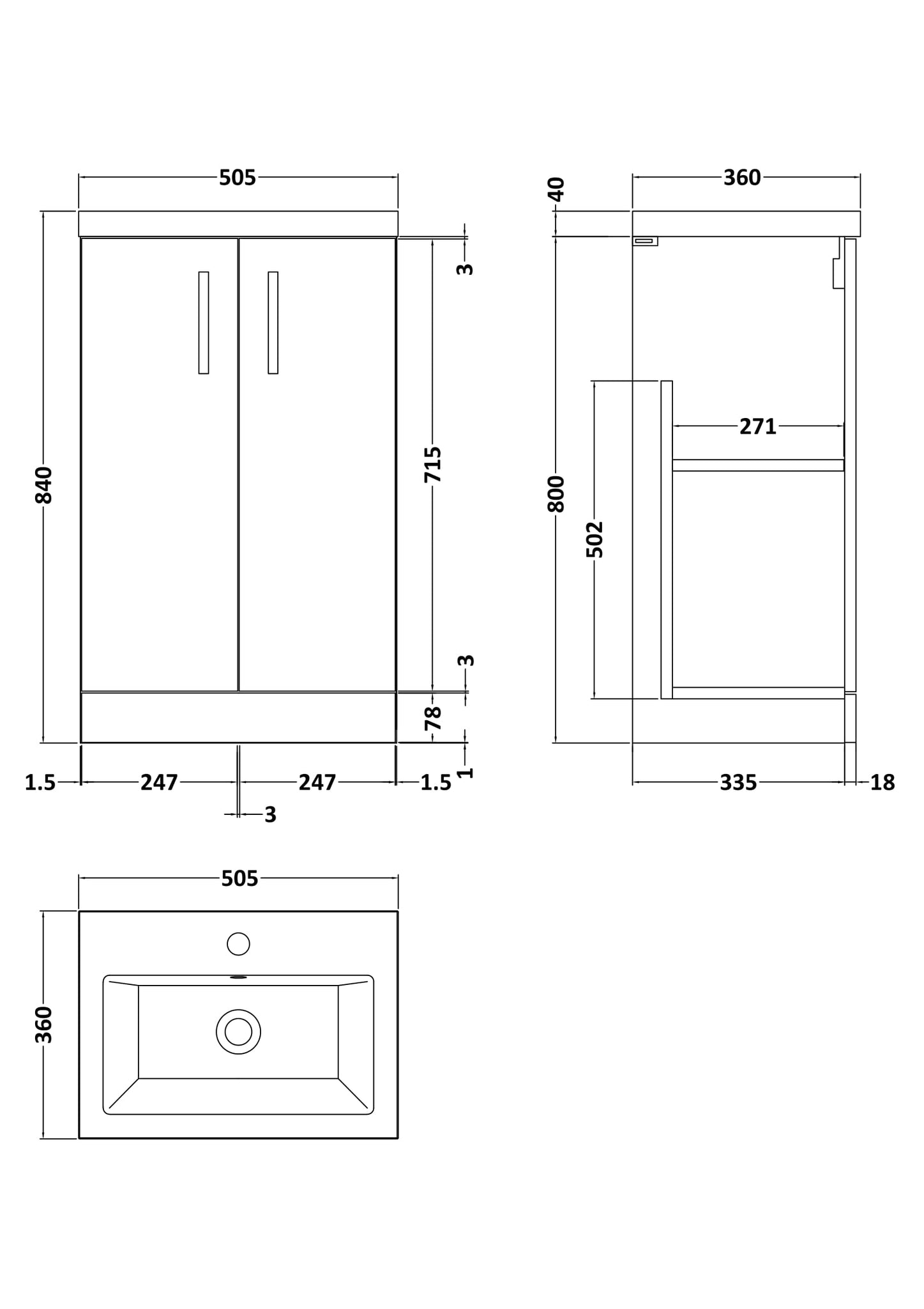 Arno 500mm Floor Standing 2-Door Vanity & Ceramic Basin