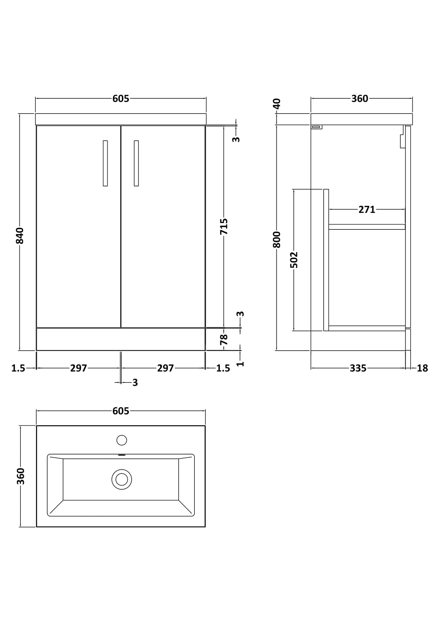 Arno 500mm & 600mm Floor Standing 2-Door Vanity & Ceramic Basin - Gloss Grey