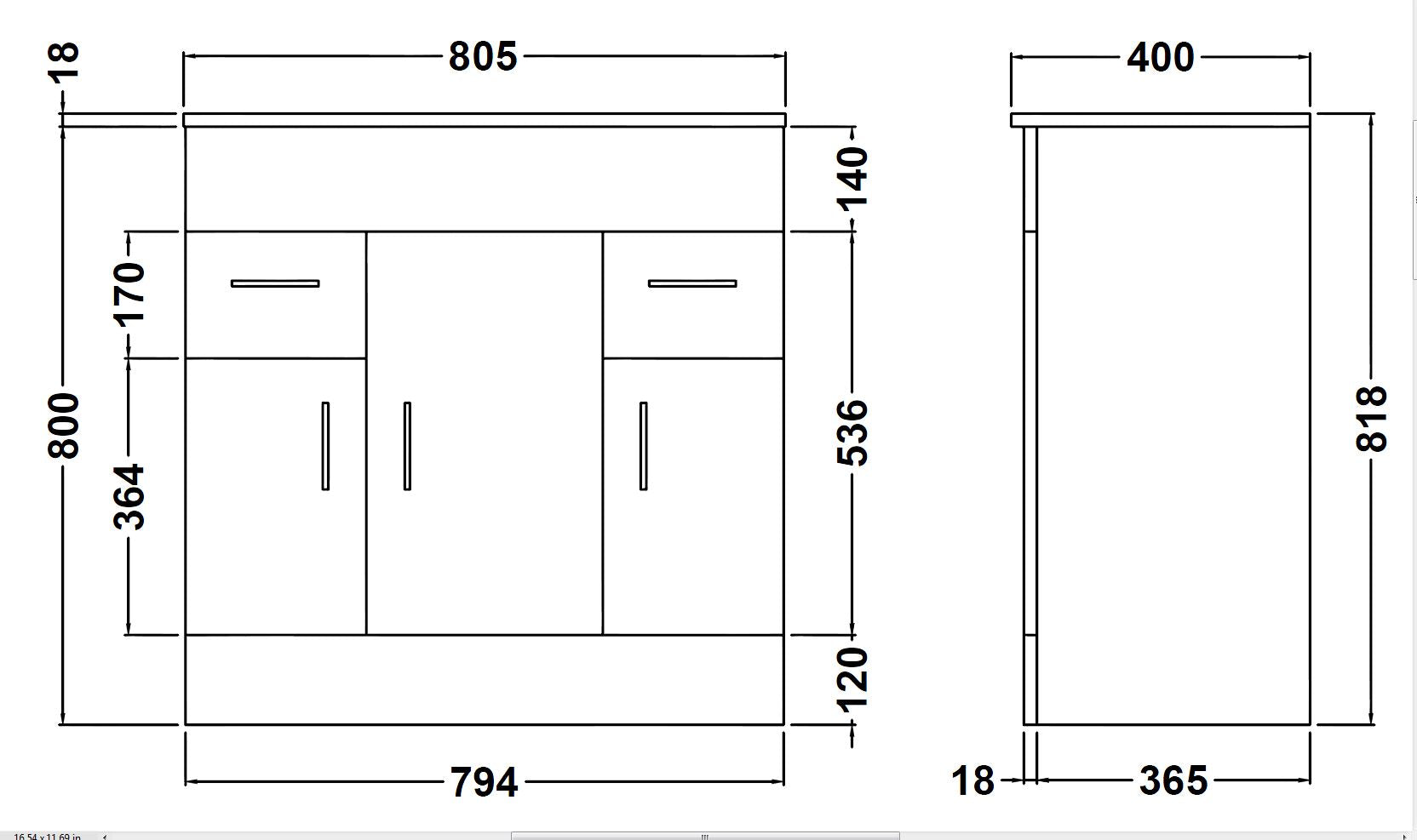 Eden 800mm Floor Standing Cabinet & Minimalist Basin