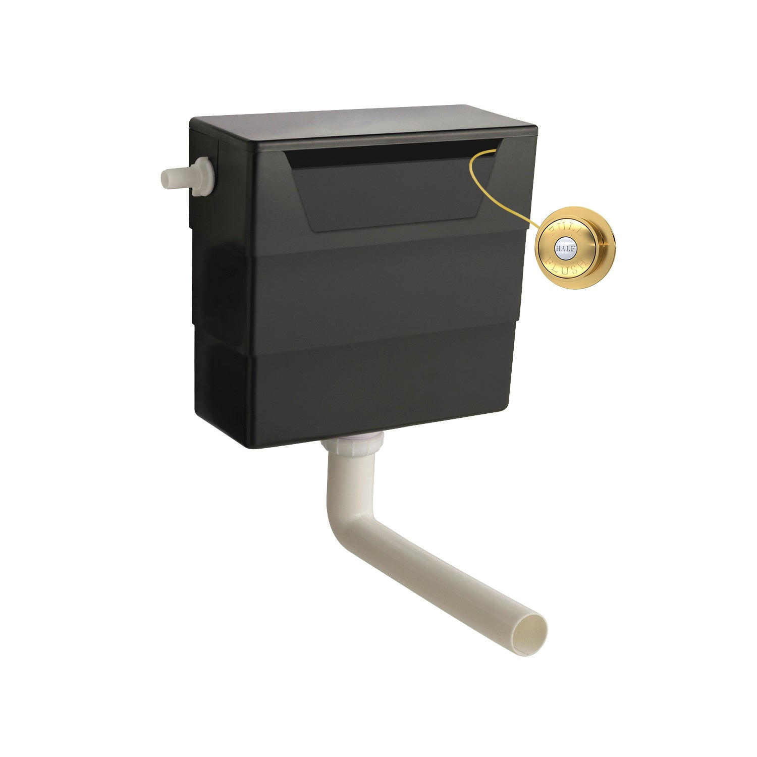 Nuie Universal Access Cistern & Brushed Brass Traditional Flush Plate